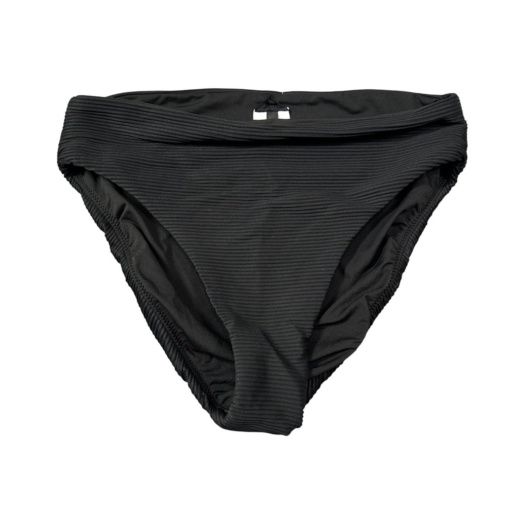 J. Crew Womens Size Small NWT Ribbed High-Waisted Bikini Bottom Black Swimsuit
